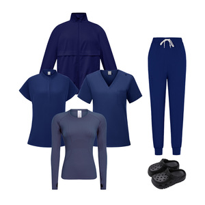 HZMNOI Unisex <b>Scrub</b> <b>Set</b> Moisture Wicking Quick Dry Comfortable Stretchy Workwear Split <b>Set</b> For Medical Nursing Use - Product Image 5