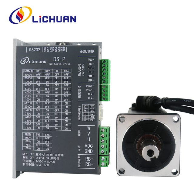 Lichuan DS-P Low Voltage 200W/400W Servo Motor Controller 48V 6/10A 3000RPM 0.637/1.27N.m DC Servo Motor Drivers Kit for Robot