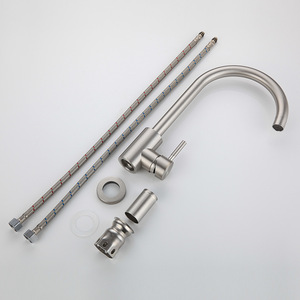 Stainless Steel Kitchen Faucet Single Handle 360 Degree Rotate Deck Mounted Modern Style Ceramic Valve Core - Product Image 2