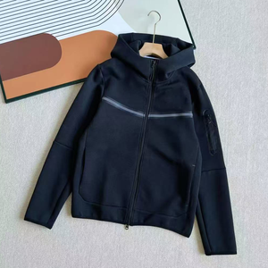 Men's Hooded Knitted <b>Sweatshirt</b> Solid Color Breathable Polyester Sporty Jacket Autumn Wear - Product Image 1