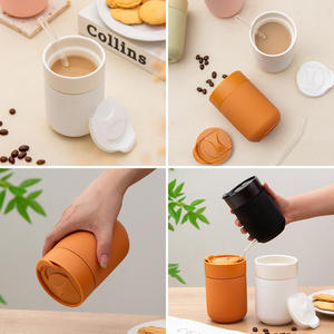 Mug de voyage en céramique de Chaozhou avec couvercle, tasse individuelle, blanc, matcha, noir, rose, marron foncé, 350 ml, style nordique, pour usage extérieur - Product Image 5