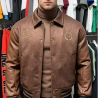 Blouson universitaire personnalisé style hip-hop en toile matelassée coupe-vent avec broderie chenille et manches en laine/viscose