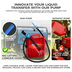 Bomba de Transferencia de Combustible con Tubo de Admisión Retráctil de Plástico, Caudal de 3.8 GPM, con Boquilla Automática, Portátil, Confiable, para Uso en Interiores y Exteriores - Product Image 3