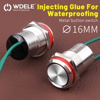 Interrupteur à bouton-poussoir en acier inoxydable étanche 15A IP68 autobloquant momentané 16mm marche/arrêt 12V tension maximale aucune lampe requise