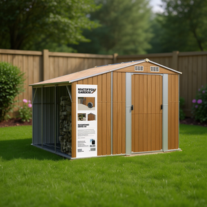 Casetta da Giardino Macofou 10x8 con Telaio in Acciaio Zincato Marrone, Soluzione di Stoccaggio - Product Image 2