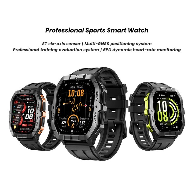 2026 New C32 Pro Rugged Outdoor Smartwatch Ultra Long Battery Life Deep Waterproofing Compass AI Voice Assistant Health Monitor