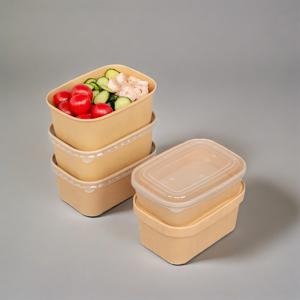 Contenants rectangulaires carrés en papier jetables de qualité alimentaire pour salades et sandwichs, 500-1000 ml - Product Image 2