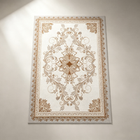 Tapis pastoral de style rétro européen en fibre de polyester, forme rectangulaire, pour salon/hall d'entrée