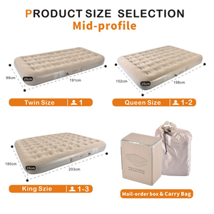 Queen Size pieghevole gonfiabile con materassino ad aria e materassino integrato con pompa 110V floccato per camera da letto per ospiti mobili da soggiorno - Product Image 5