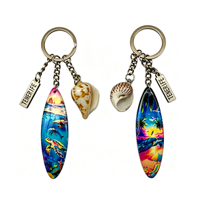 Portachiavi in Resina Personalizzato a Forma di Tavola da Surf con Conchiglia, Souvenir Turistico di <span class=keywords><strong>TENERIFE</strong></span>, Stampa Animale Marino, Regalo - Product Image 1