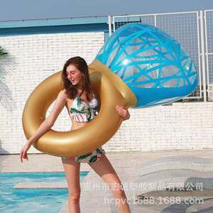 Bouée gonflable en PVC en forme de diamant, 140 cm, paillettes dorées, pour adultes, utilisation en piscine - Product Image 2