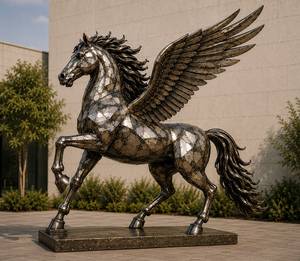 Sculpture d'animal en bronze grandeur nature, statue de cheval ailé en bronze coulé, œuvre d'art en laiton pour la décoration extérieure de jardin et de paysage - Product Image 1