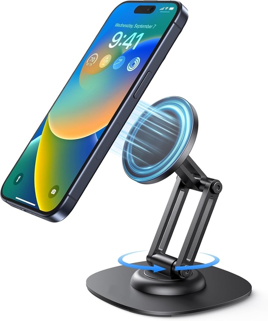 Factory Directly Phone Accessories Adjustable Foldable Aluminum Phone Holder 360° Rotating Non-Slip Magnet Cell Phone Organizer
