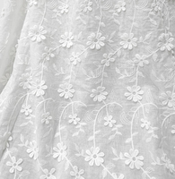 Tissu brodé en coton de haute qualité, extensible, antistatique, résistant à l'abrasion, perforé, à bords ondulés, motif losanges, motif tournesol
