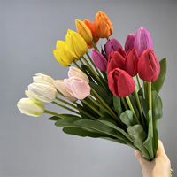 Buket Bunga Tulip Artifisial Realistis, Sentuhan Asli PU, untuk Dekorasi Pernikahan dan Rumah