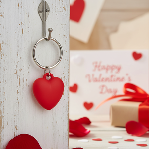 Portachiavi a Forma di Cuore in Plastica Rossa, Charm d'Amore, Regalo per San Valentino - Product Image 3