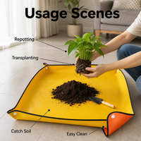Tapis de rempotage pliable et imperméable en plastique épais pour jardin, idéal pour le repotage et la gestion des débris de terre, disponible en 2 couleurs : jaune et orange