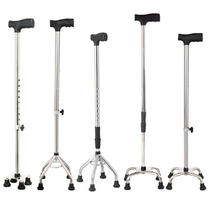 Canne à quatre pieds en acier inoxydable Hengmaibai, hauteur réglable, antidérapante, aide à la marche pour personnes âgées, bâton de soutien - Product Image 1