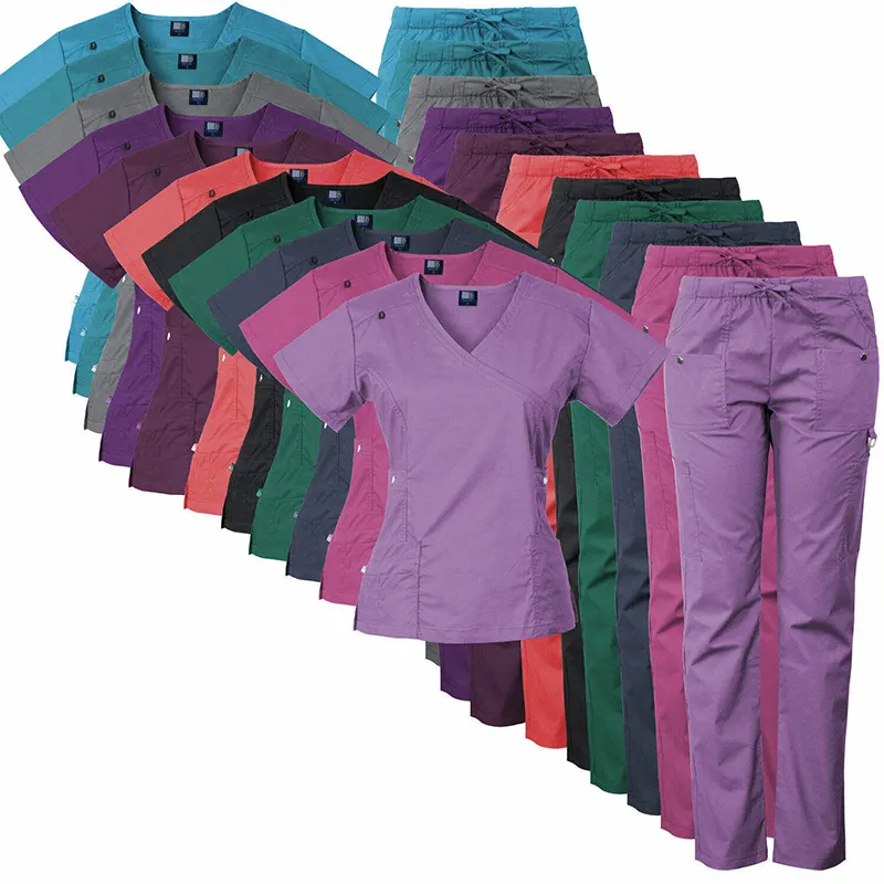 Custom short sleeve tops jogger pants medical hospital fashion nursing scrub uniforms men women nurse scrubs sets