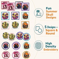 Badges brodés carrés prêts à l'emploi, tendance estivale, patchs en tissu DIY, style japonais et coréen, avec support adhésif thermocollant en polyester