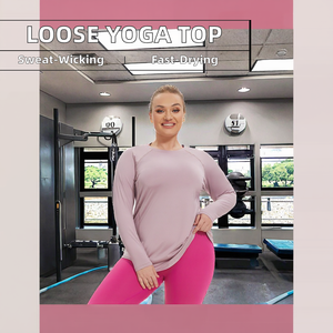 Châu Âu Phụ Nữ Mỹ Trọng Lượng Nhẹ Yoga Hàng Đầu Kích Thước Lớn Thoải Mái Thoáng Khí Nhanh Chóng Làm Khô Dài Tay Áo Tập Thể Dục Áo Thể Thao - Product Image 2