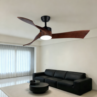 Ventilateur de plafond moderne en métal de 52 pouces avec lumière, télécommande, moteur BLDC silencieux, pales réversibles effet bois, LED en option, intensité réglable pour salon