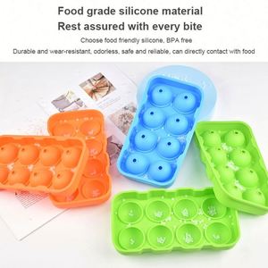 Silicone Ball Mold Tray With Lid Bpa Free Reusable Dishwasher Safe Flexible Eco-Friendly Ice Cream <b>Tools</b> - Product Image 4