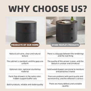 Tủ đầu giường gỗ Wabi Sabi tròn kiểu mới nhất <span class=keywords><strong>2025</strong></span> với 2 ngăn kéo, nội thất phòng ngủ - Product Image 3