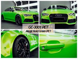 Suministro de fábrica para Magic Gold Racing Orange PVC Vinyl Wrap Rolls Cuerpo antiarañazos para coches Cambio de color metálico por Vinyl Compa - Product Image 2