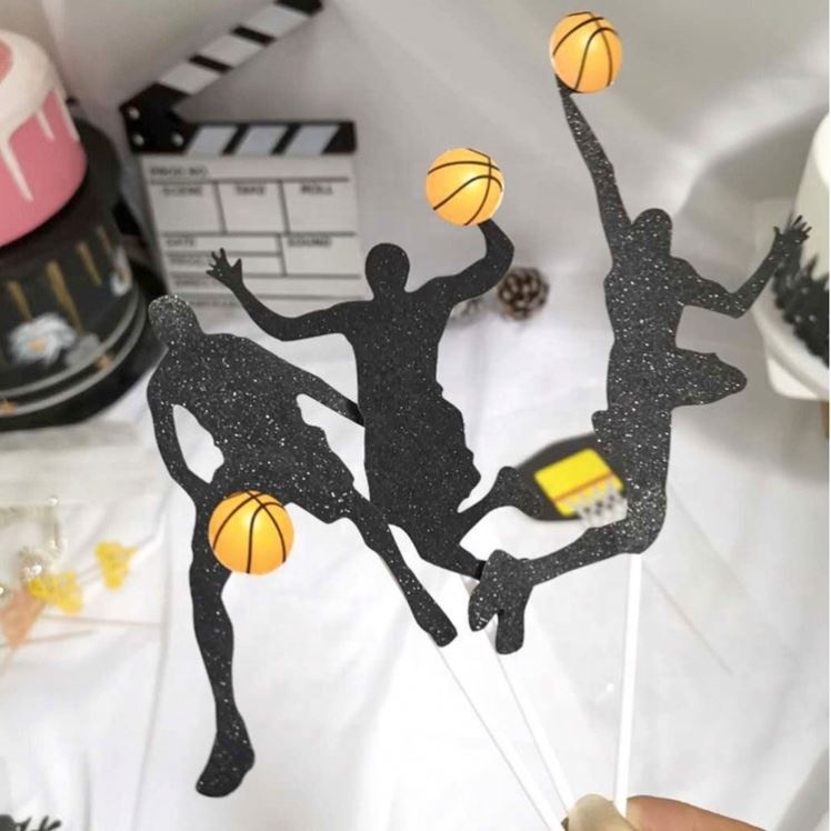 1 topper pour cupcake de basket, décoration pour gâteau, joueurs de basket, décoration pour gâteau, thème sportif, homme, garçon, accessoire pour fête d' anniversaire