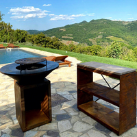 Barbecue rôtissoire rotatif au charbon de bois multifonction avec 2 grilles de cuisson