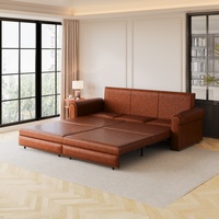 Canapé-lit Chesterfield 3-en-1 en similicuir de 93,7 pouces, avec garniture cloutée, pour la maison et le bureau