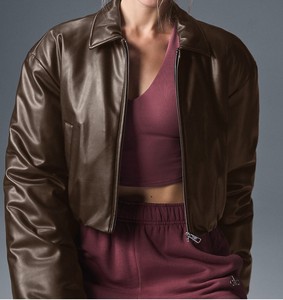 Cappotto corto personalizzato in ecopelle da donna con Bomber Oversize in <span class=keywords><strong>pelle</strong></span> sintetica con tasca laterale - Product Image 2