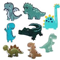Patchs brodés en chenille de haute qualité, motif dinosaure mignon, appliqués, personnalisés, thermocollants, écologiques pour vêtements et chapeaux d'enfants