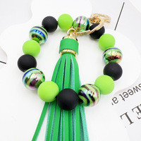 Offre Spéciale Coloré Glands Porte-clés Portefeuille Avec Bracelet Bracelet Bracelet Silicone Perles Bracelet Bracelet Portefeuille Porte-clés