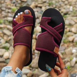 Sandalias de Playa de Verano para Mujer Talla Grande, Estilo Europeo Americano, Punta Abierta, Casuales, Cómodas, Tacón Plano - Product Image 3
