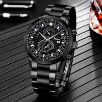 Ensemble Cadeau Homme Tendance : Montre Quartz Polyvalente en Acier, Bracelet et Collier Lion pour Hommes d'Affaires