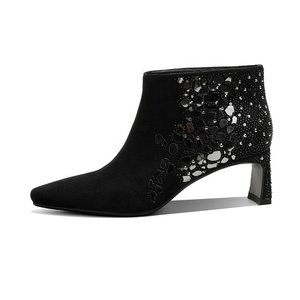 <span class=keywords><strong>Botines</strong></span> de Tacón de Aguja Estilo Occidental para <span class=keywords><strong>Mujer</strong></span>, Adornos con Cristales, Punta en Pico, Zapatos Formales para Fiesta, Tacón de 6 cm, <span class=keywords><strong>Verano</strong></span> - Product Image 3