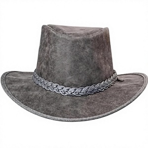 Unisex Wool Cowboy <b>Hat</b> With Braided <b>Band</b> Gray Casual Outdoor Spring Autumn Adult 58-60CM - Product Image 1