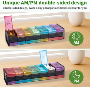 Organizador de Pastillas Semanal Extra Grande, 2 Veces al Día, Pastillero XXL de 7 Días con Compartimentos Grandes AM PM, Estuche para Medicamentos Diario Libre de BPA - Product Image 3