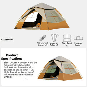 Tente de camping E-RIKE imperméable en vinyle Oxford noir épaissi, structure en fibre de verre, tente automatique pour l'extérieur - Product Image 2