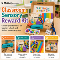 Kit de récompenses sensorielles personnalisé pour la salle de classe, coffret cadeau de récompenses scolaires, jouets sensoriels, autocollants, pochette, cahier, cordon, logo personnalisé, fabrication en usine