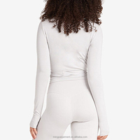 Haut cache-cœur à manches longues personnalisé pour femmes Haut à encolure en V Séchage rapide Ballet souple Gym CropTops Tshirt pour femmes