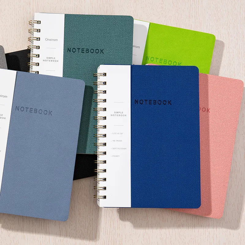 مخصص 8 ألوان الكتان Softcover بو دفتر مذكرات دفتر مذكرات دوامة ملزمة التوأم أجراس