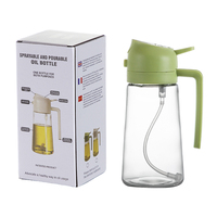 Bouteille pulvérisateur et distributeur d'huile en verre PP 2-en-1, 400 ml, étanche, moderne, écologique, pour cuisine, friture, salades, barbecue