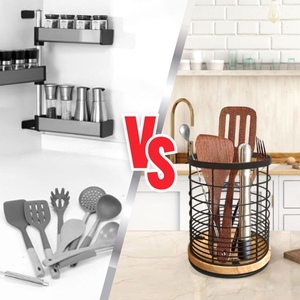 Base de <span class=keywords><strong>madera</strong></span> para cocina, cubertería giratoria, utensilios para palillos, cuchara y tenedor, organizador de descanso, soporte de estante de almacenamiento de Metal - Product Image 3
