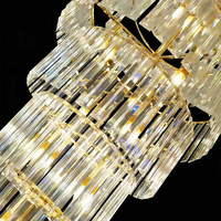 Lustre carré multi-niveaux en cristal avec cadre doré, lampe de plafond à étages pour salle de mariage, banquet, grand éclairage commercial et décoration
