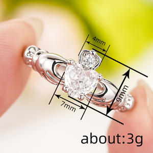 Bague de fiançailles en moissanite en forme de cœur A175, en argent 925, sertie de griffes, pour femme - Product Image 4