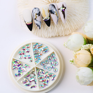 Paso Sico Vente Chaude Verre Brillant AB Multi Tailles Mixte Dos Plat Nail <span class=keywords><strong>Strass</strong></span> <span class=keywords><strong>avec</strong></span> boîte 3D Nail Art DIY - Product Image 3