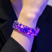 Bracelets extensibles de luxe en pierre Yooperlite, perles plates carrées, bracelets lumineux UV, bracelet épais en pierre naturelle, bracelet pour homme